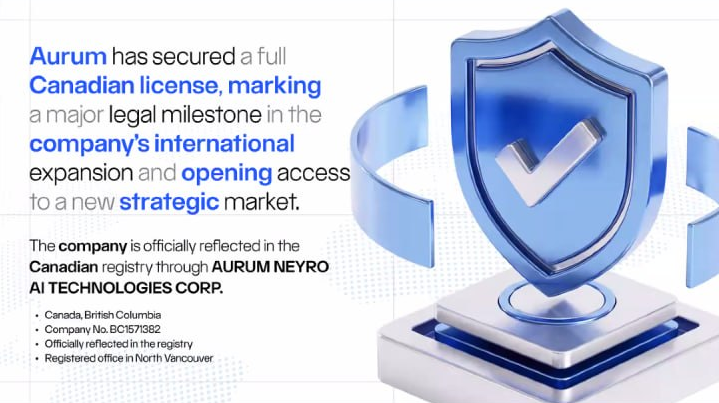 Aurum secures full Canadian license — AURUM NEYRO AI TECHNOLOGIES CORP. registered in British Columbia, Company No. BC1571382
